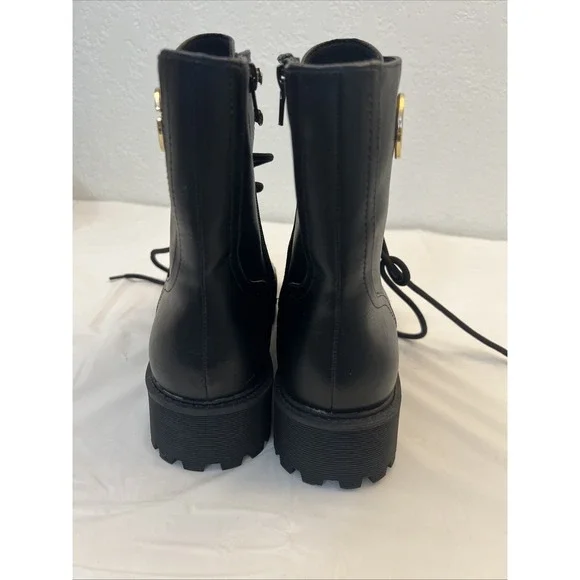 GBG Los Angeles GUESS Black Combat Moto‎ Biker 8M Bling Lug GB Packers Side Zip - Picture 5 of 10